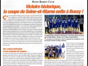 LE BUSSY BASKET DANS L&rsquo;ÉDITION DU JOURNAL DE BUSSY SAINT GEORGES – ÉDITION DE JUIN 2012 :  » VICTOIRE HISTORIQUE , LA COUPE DE SEINE ET MARNE ENFIN À BUSSY « 